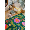Jessica Miller Base Floral Wavy Rug, Green Base Pink - Rugs - 7