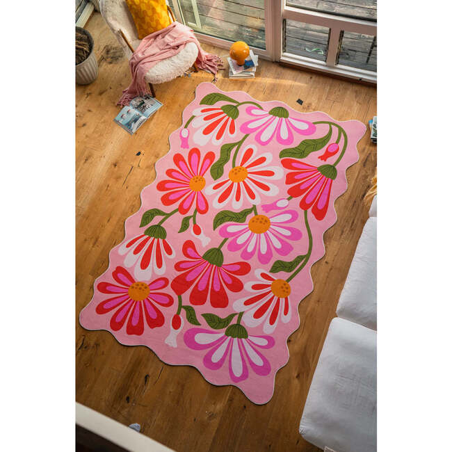 Jessica Miller Base Floral Wavy Rug, Pink Base Pink - Rugs - 7