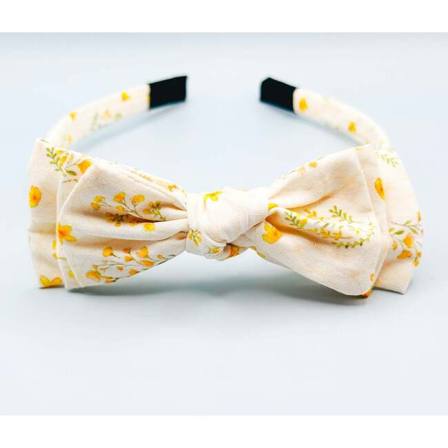 Three Little Bows Headband, Sonny Blossom Golden Blossom