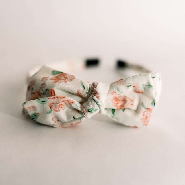 Three Little Bows Headband, Peony Charm