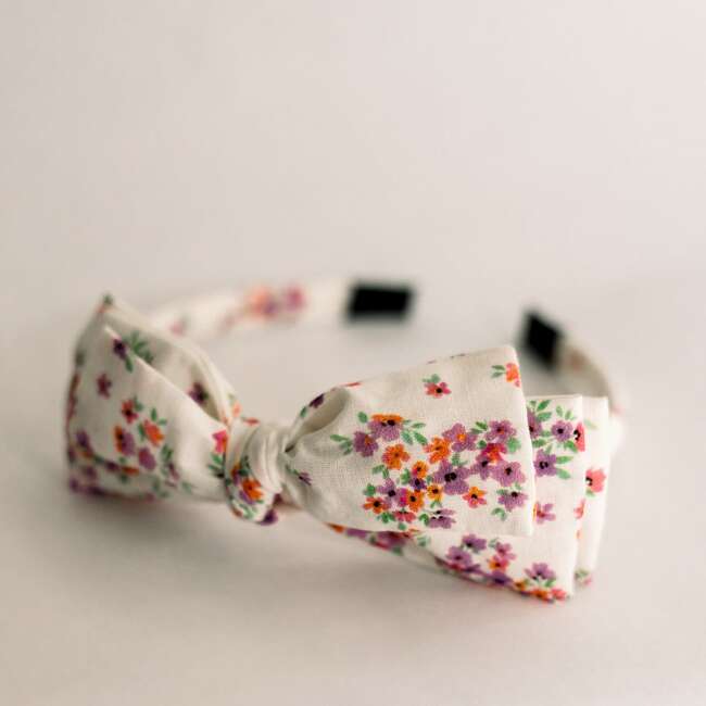 Three Little Bows Headband, Periwinkle Meadow