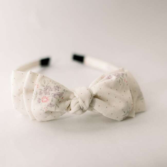 Three Little Bows Headband, Petite Meadow Dots