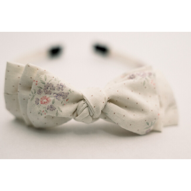 Three Little Bows Headband, Petite Meadow Dots - Headbands - 4