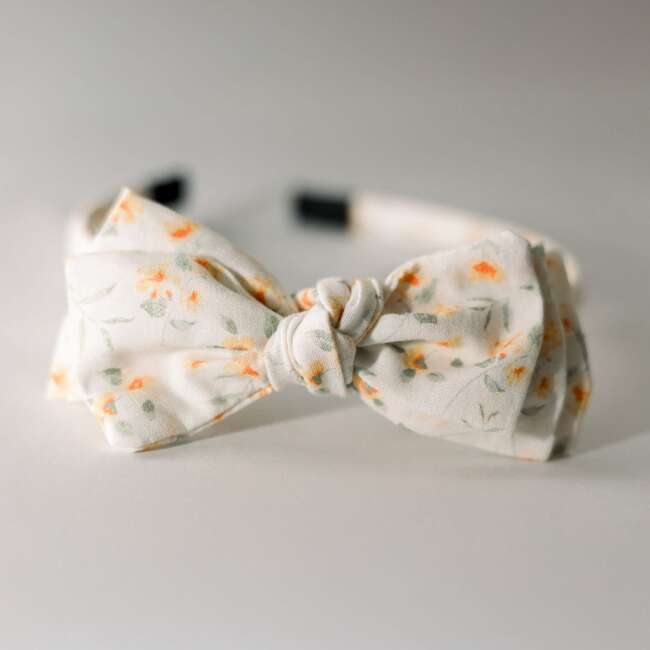Three Little Bows Headband, Lemon Blossoms