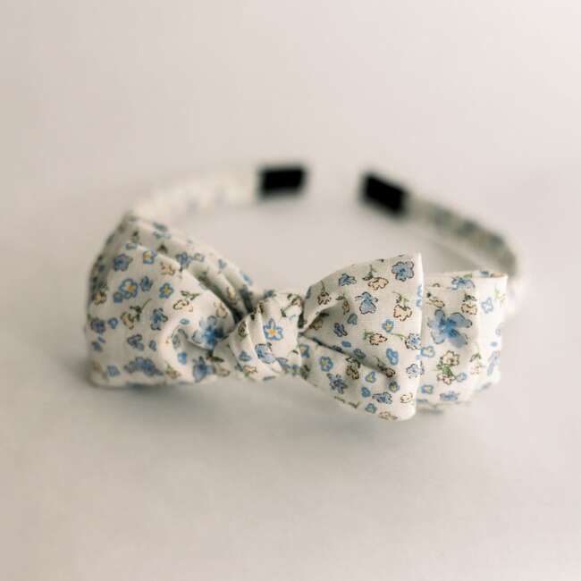 Three Little Bows Headband, Bluebell Breeze