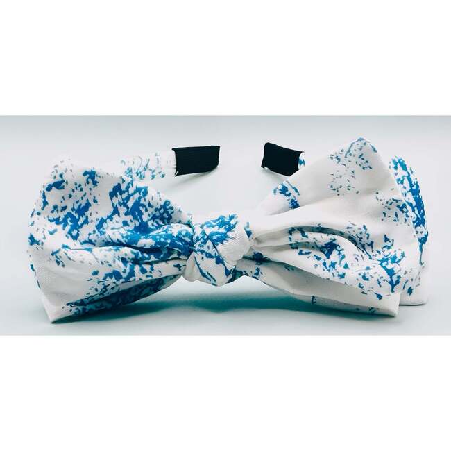 Three Little Bows Headband, Blue Toile - Headbands - 4