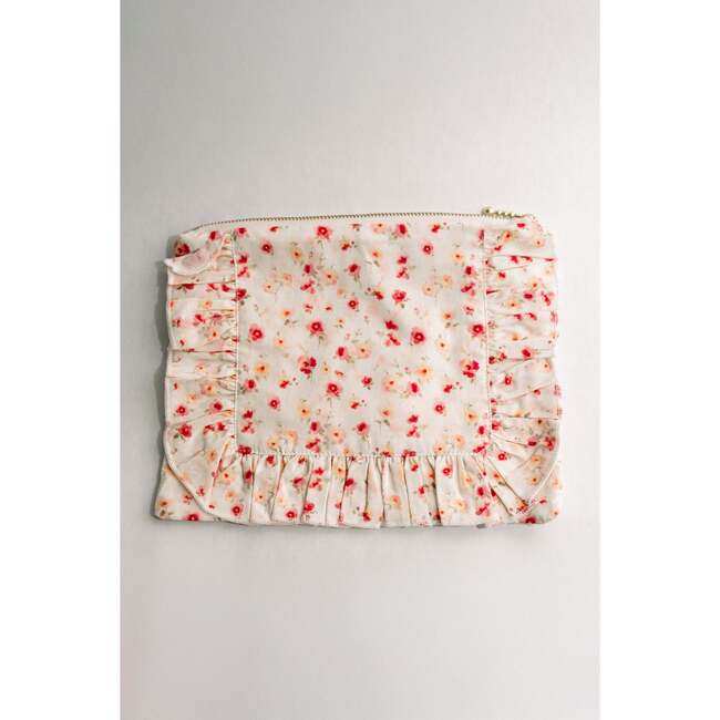 Sunset Petal Timeless Floral Ruffle Zipper Pouch