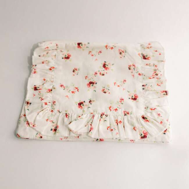 Scarlet Bloom Timeless Floral Ruffle Zipper Pouch