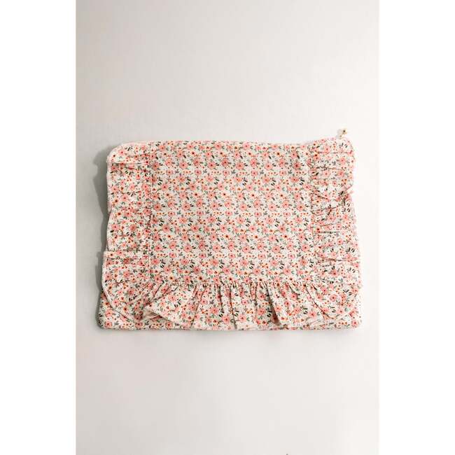 Rosebud Scatter Timeless Floral Ruffle Zipper Pouch
