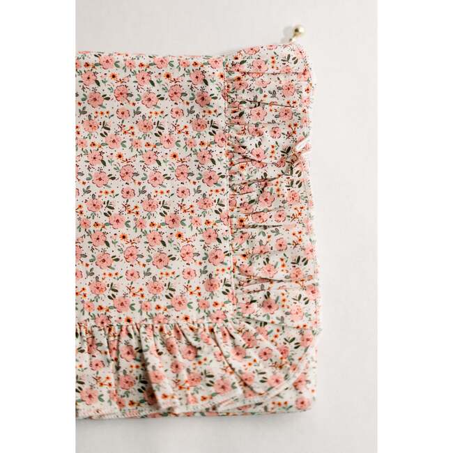 Rosebud Scatter Timeless Floral Ruffle Zipper Pouch