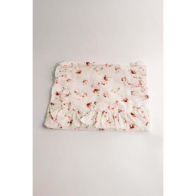 Scarlet Bloom Timeless Floral Ruffle Zipper Pouch