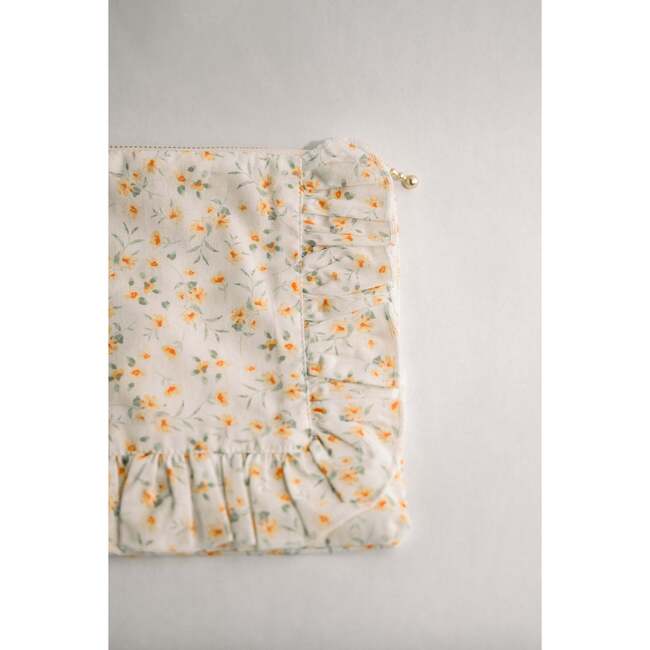 Lemon Blossoms Timeless Floral Ruffle Zipper Pouch - Bags - 3