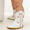 Cowgirl Bow Baby Bootie, White & Pink - Booties - 1 - thumbnail
