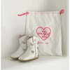 Cowgirl Bow Baby Bootie, White & Pink - Booties - 3 - thumbnail