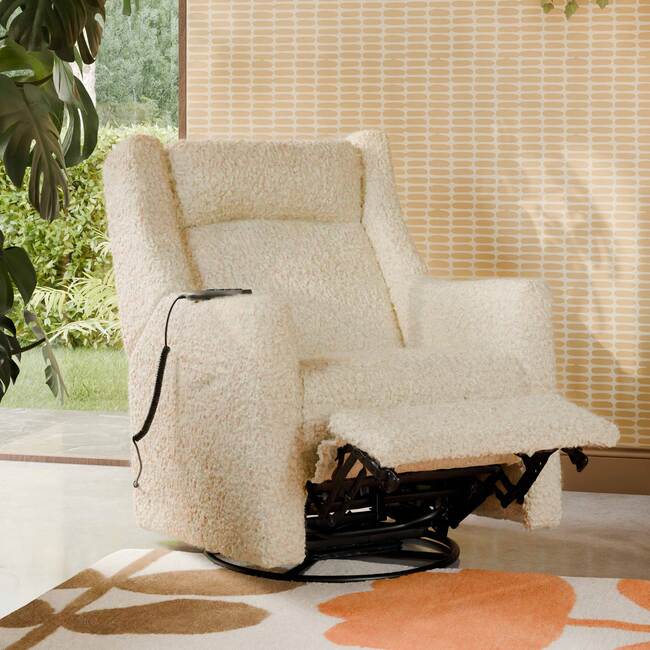 Kiwi Deluxe Power Glider Recliner, Almond Teddy Loop