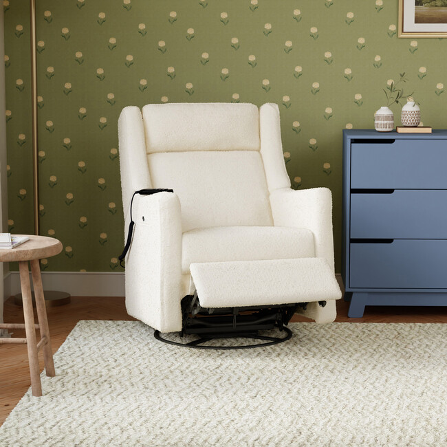 Kiwi Deluxe Power Glider Recliner, Performance Ivory Boucle