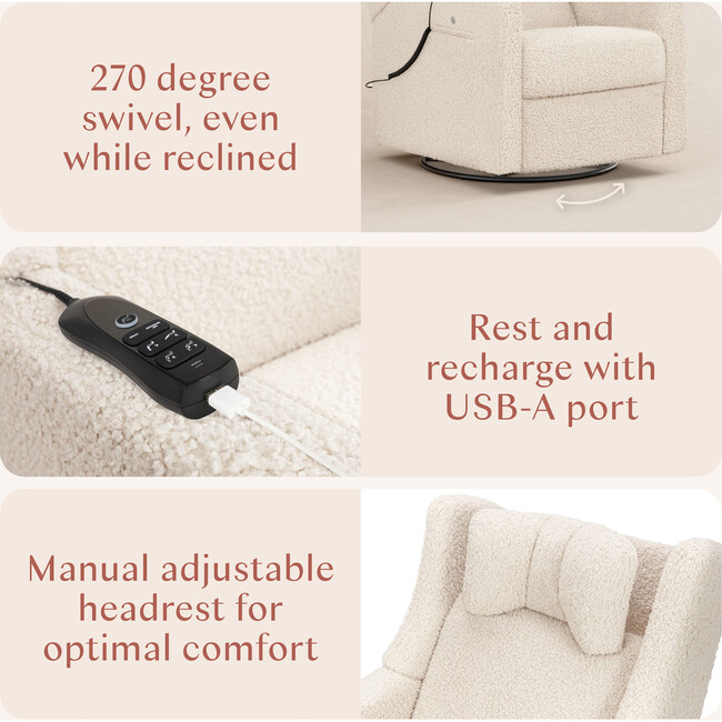 Kiwi Deluxe Power Glider Recliner, Almond Teddy Loop - Glider - 3