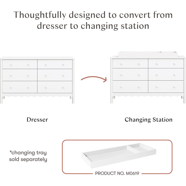 Swell 6-Drawer Assembled Dresser, White - Dressers - 3