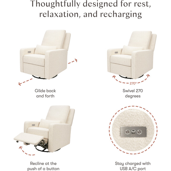 Sigi Glider Recliner, Performance Ivory Boucle