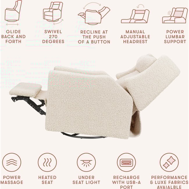 Kiwi Deluxe Power Glider Recliner, Almond Teddy Loop - Glider - 4