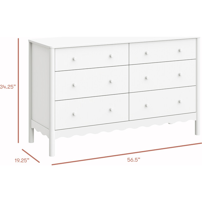 Swell 6-Drawer Assembled Dresser, White - Dressers - 4
