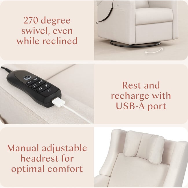 Kiwi Deluxe Power Glider Recliner, Performance Cream Eco-Weave - Glider - 3