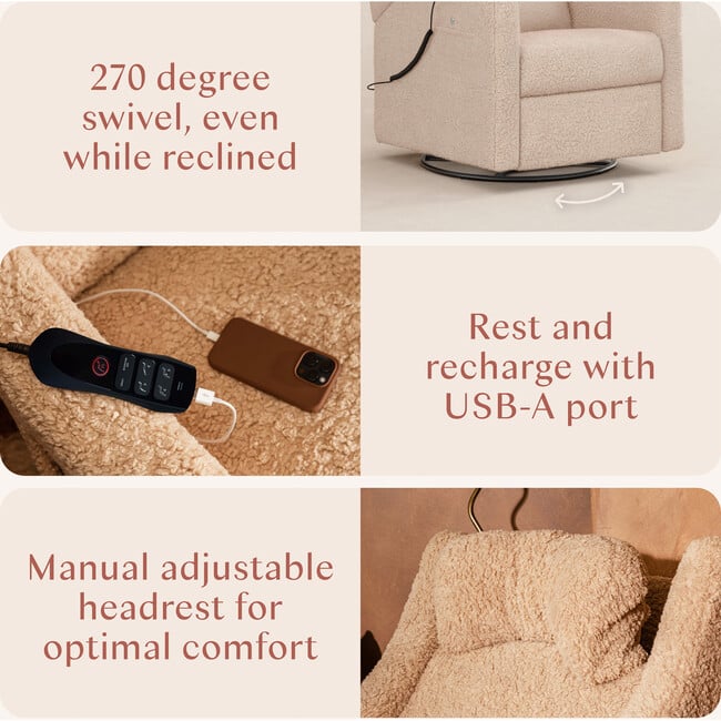 Kiwi Deluxe Power Glider Recliner, Chai Shearling - Glider - 3