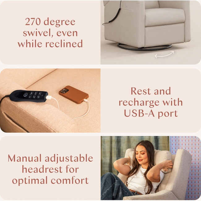 Kiwi Deluxe Power Glider Recliner, Performance Beach Eco-Weave - Glider - 3