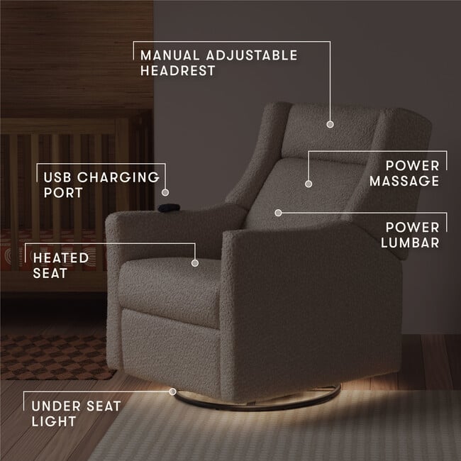 Kiwi Deluxe Power Glider Recliner, Almond Teddy Loop - Glider - 6