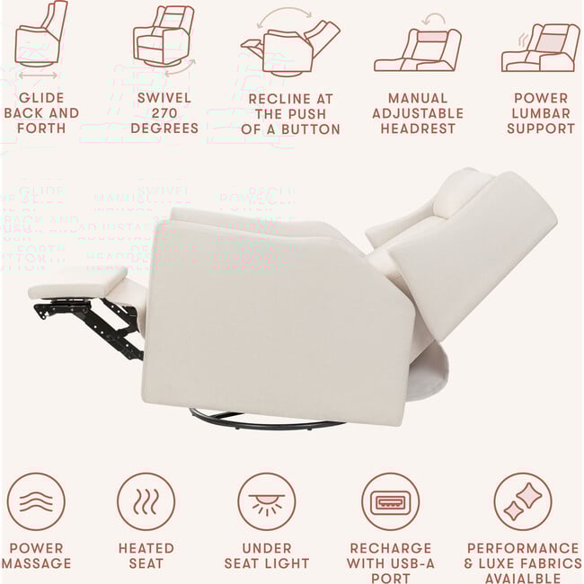 Kiwi Deluxe Power Glider Recliner, Performance Cream Eco-Weave - Glider - 4