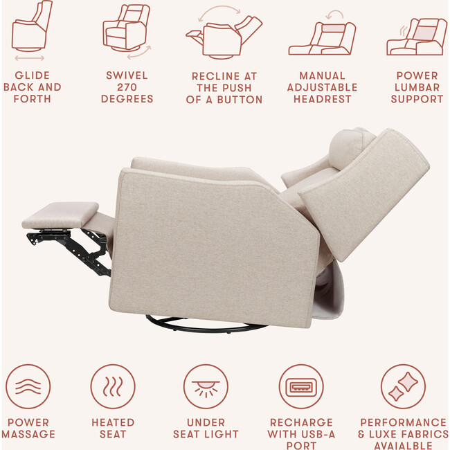 Kiwi Deluxe Power Glider Recliner, Performance Beach Eco-Weave - Glider - 4