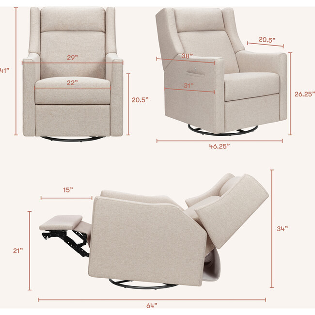 Kiwi Deluxe Power Glider Recliner, Performance Beach Eco-Weave - Glider - 5