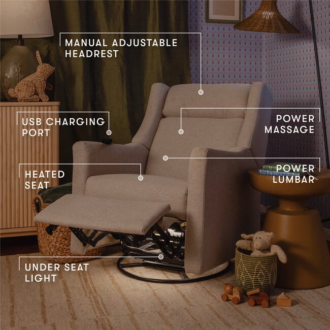 Kiwi Deluxe Power Glider Recliner, Performance Beach Eco-Weave - Glider - 6