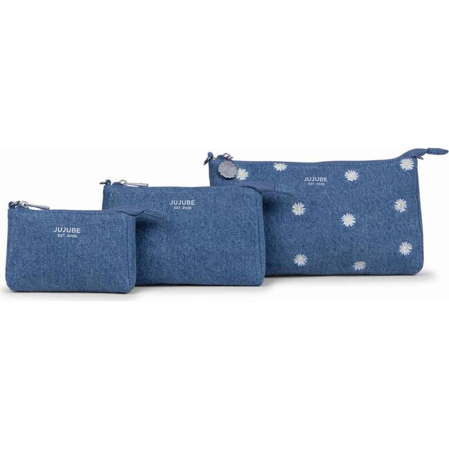 3-piece Pouch Set, Denim & Daisies