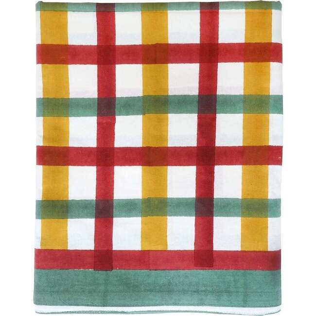 Block-Printed Table Cloth, Colaba Red