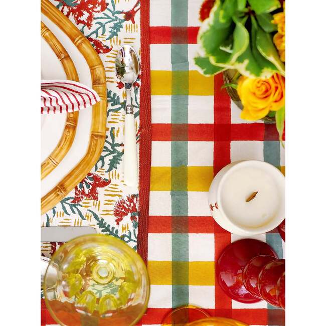 Block-Printed Table Cloth, Colaba Red