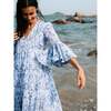 Block Printed Women's Dress - Blue Floral - Dresses - 5