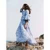Block Printed Women's Dress - Blue Floral - Dresses - 6