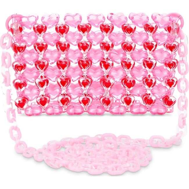 Pink Hearts Beaded Crossbody Bag - Bags - 1