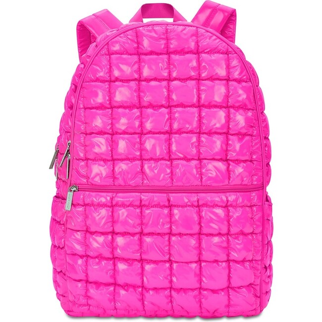 Hot Pink Shiny Puffer Backpack - Backpacks - 1