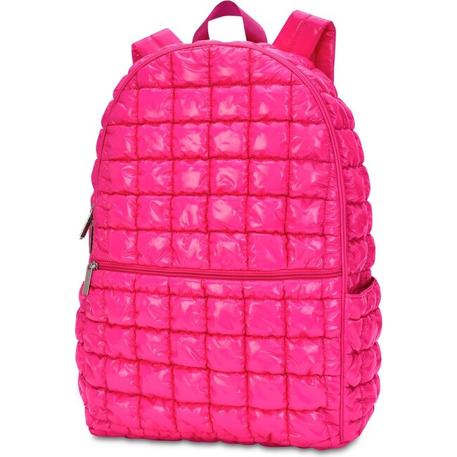 Hot Pink Shiny Puffer Backpack - Backpacks - 2