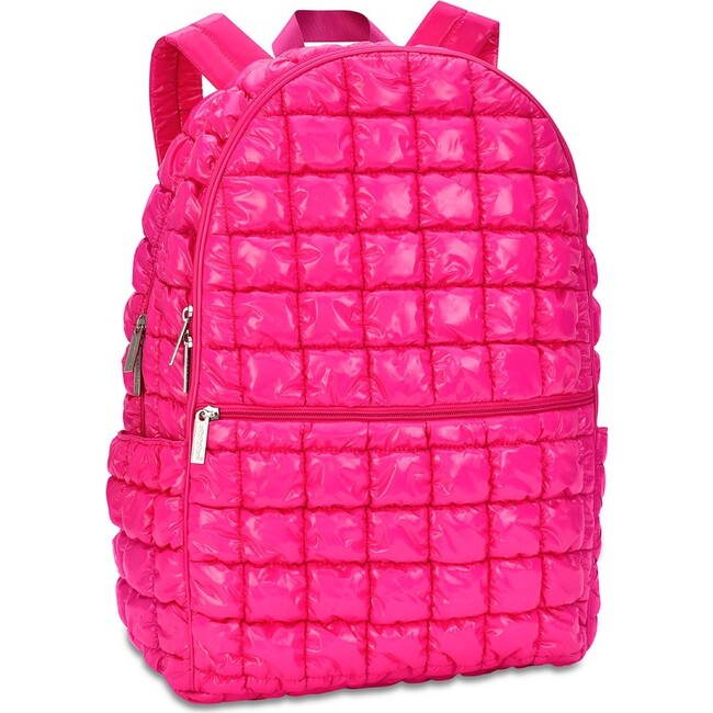 Hot Pink Shiny Puffer Backpack - Backpacks - 4