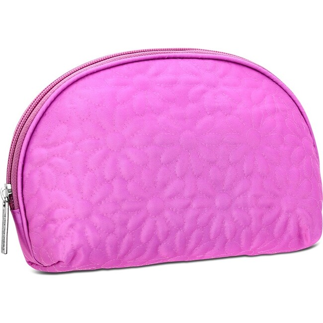 Puffy Flowers Oval Cosmetic Bag, Pink - Bags - 3