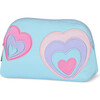 Happy Hearts Oval Cosmetic Bag, Blue - Bags - 3