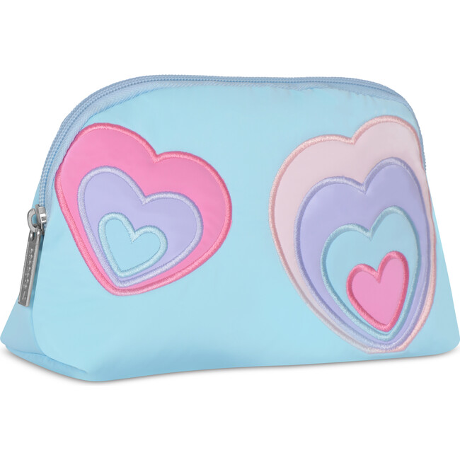 Happy Hearts Oval Cosmetic Bag, Blue - Bags - 4