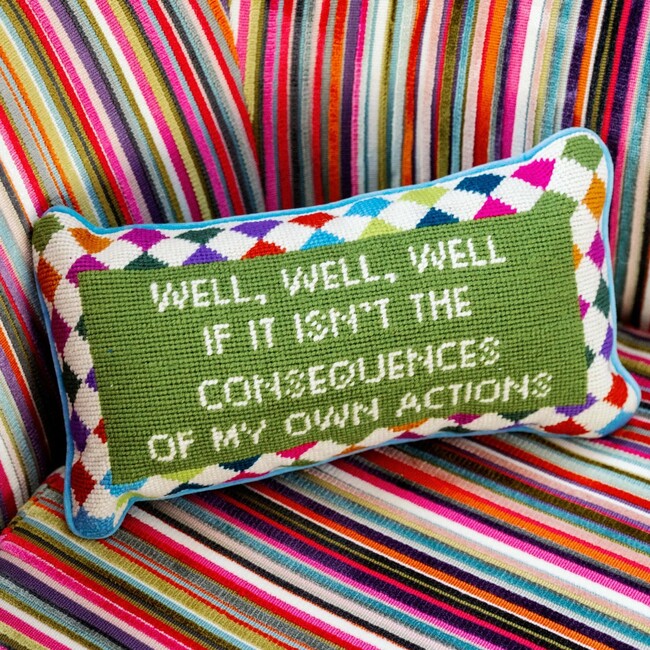 Well Well Well Needlepoint Pillow