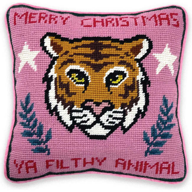 Filthy Animal Needlepoint Pillow