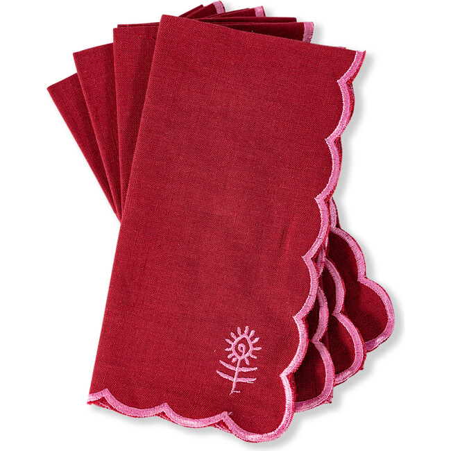 Icon Linen Napkins Set of 4 - Wine + Pink - Tableware - 1