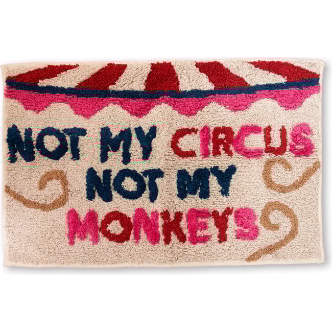 Not My Circus Bath Mat, Tan, Pink, Black, Red - Bath Accessories - 1