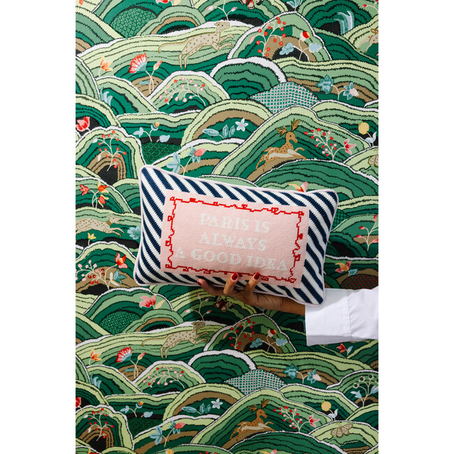 Paris Needlepoint Pillow, Ivory, Black, White - Decorative Pillows - 3